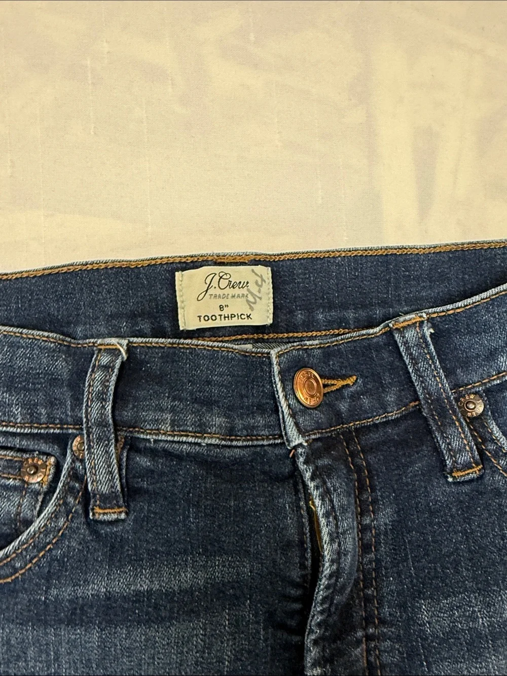J. Crew Dark Indigo 8” Toothpick Skinny Jeans